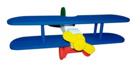 2 Avio Biplano Brinquedo Educativo Madeira - Colorido