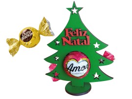 Lembrancinha Porta Bombom Arvore De Natal Mdf - Verde 25 unidades