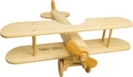 Avi�o Biplano Brinquedo Educativo Madeira 55x55x15cm Verniz