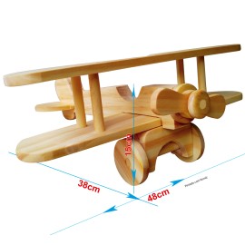 Avio Biplano Brinquedo Madeira decorao 48x38x15 Verniz