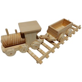 Brinquedo Trenzinho De Madeira Locomotiva + 1 Vages + trilho