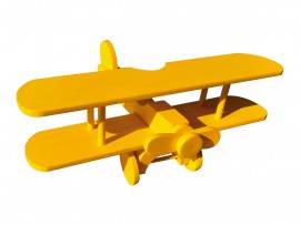 Avio Biplano Brinquedo Educativo Madeira - Amarelo