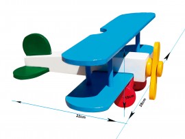 Avio Biplano Brinquedo Educativo Madeira - Colorido