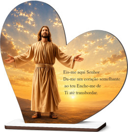 100 Lembrancinha Jesus Cora��o Mdf Uv Mod-03