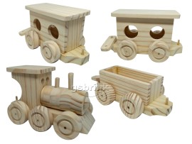 Brinquedo educativo Trenzinho de madeira Locomotiva + 3 vages
