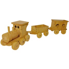 Brinquedo Trenzinho De Madeira 1 Locomotiva + 2 Vages