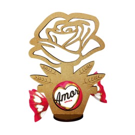 Kit 30 Lembrancinhas Rosa Flor Porta Bombom Mdf Cru