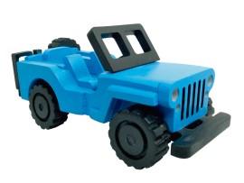  Jeep Brinquedo Carrinho De Madeira mdf Colorido - Azul